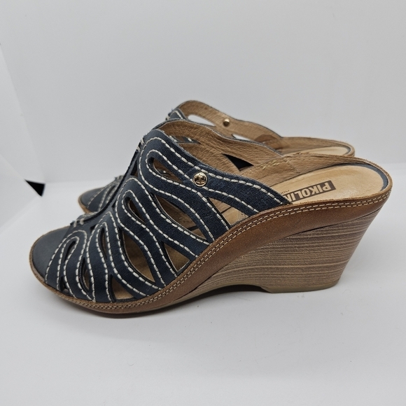 Pikolinos leather capri wedge sandals dark blue EU 37 US 6.5-7 - Picture 3 of 11